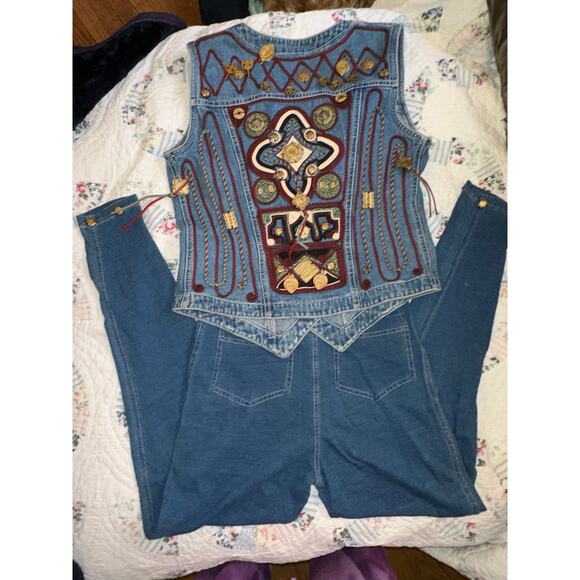 VINTAGE 90's LEGATTE ITALY STRETCH JEANS SWEATPANTS LEGGINGS - Picture 9 of 9